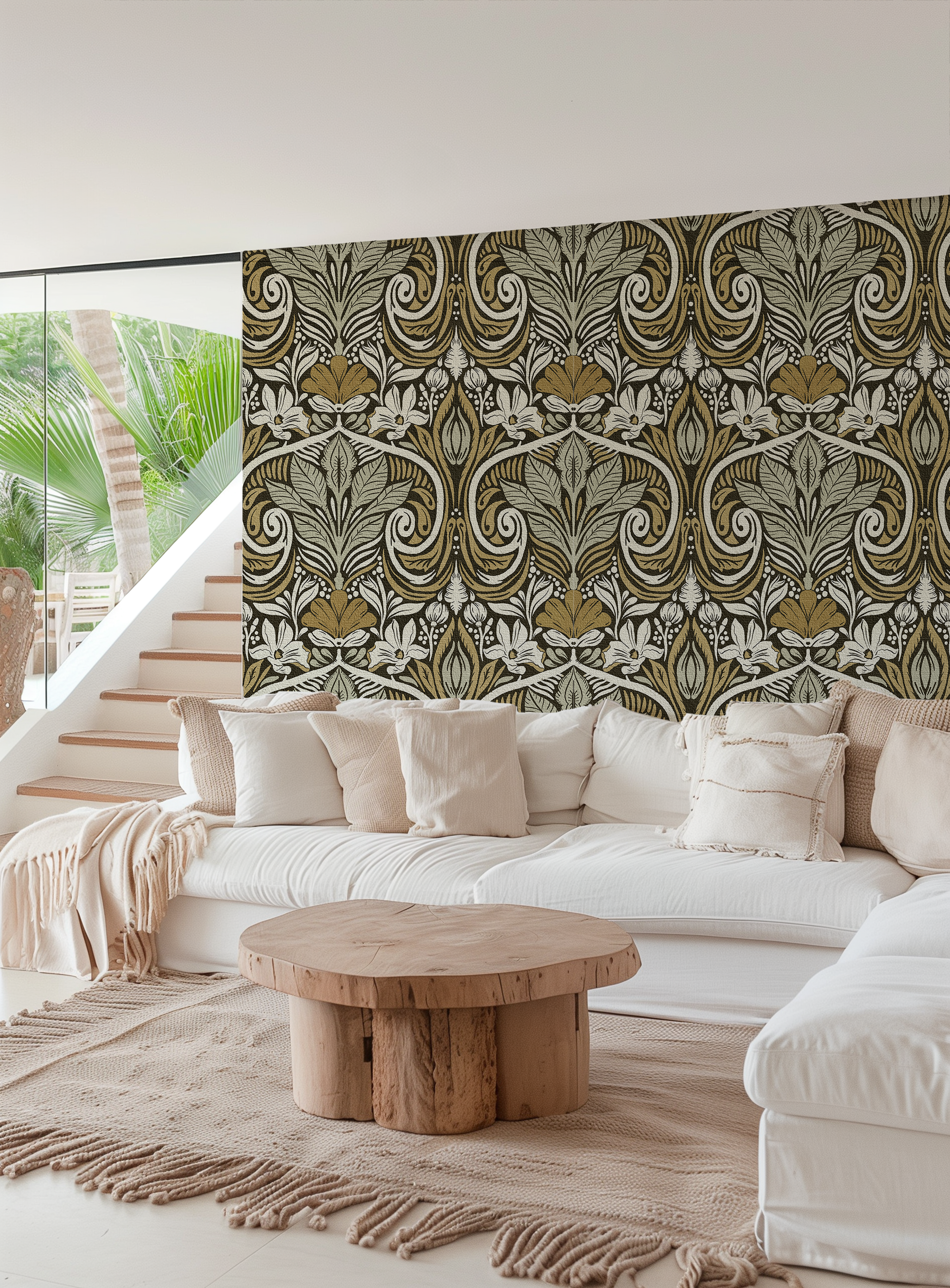 Floral Patio peel and stick wallpaper pattern detail